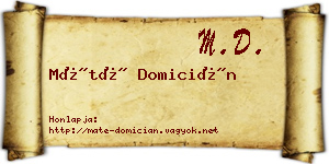 Máté Domicián névjegykártya